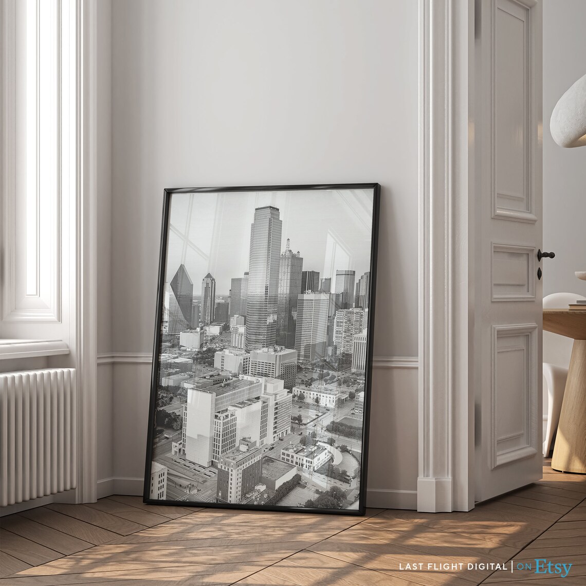 Texas Dallas Downtown City Skyline Towers Black And White Poster - Image 5