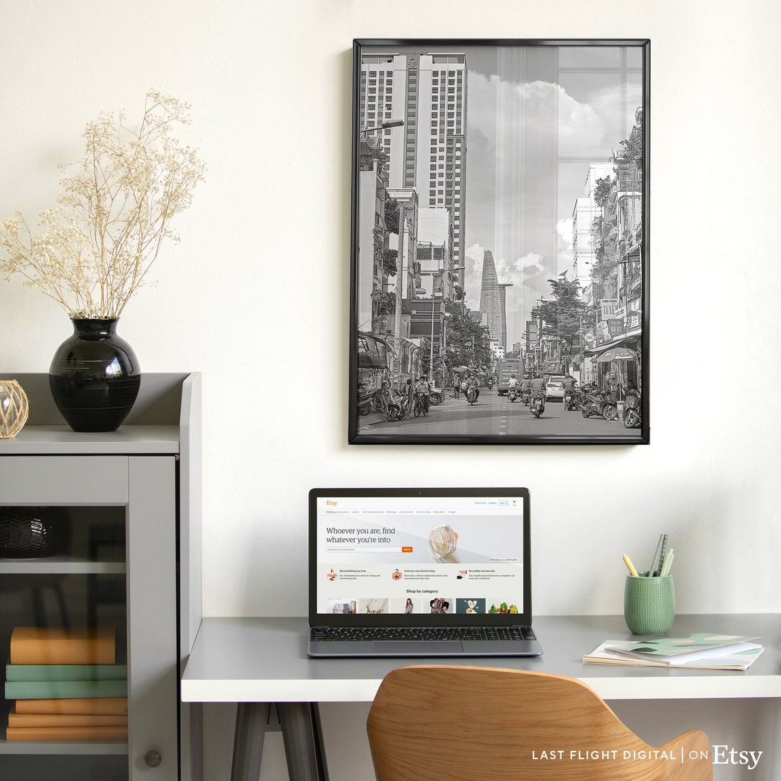 Vietnam Poster Ho Chi Minh City Print City Streets Vietnam Print Ho Chi Minh City Poster Black White Photo Skyline Cityscape Art - Image 2