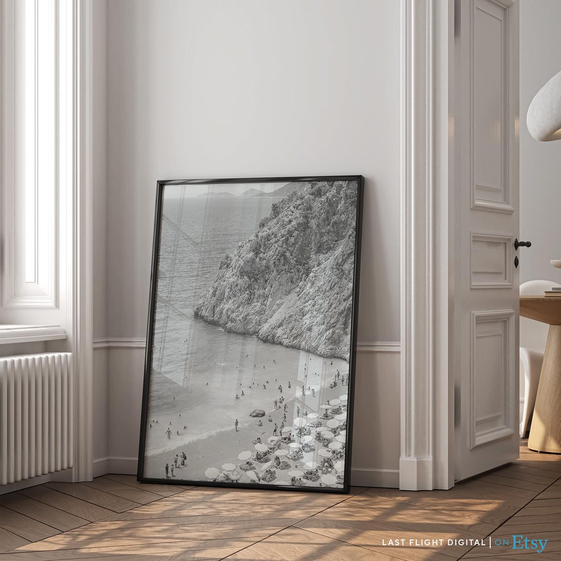 Turkey Kaputas Beach Cliffs Shoreline Black And White Poster - Image 3