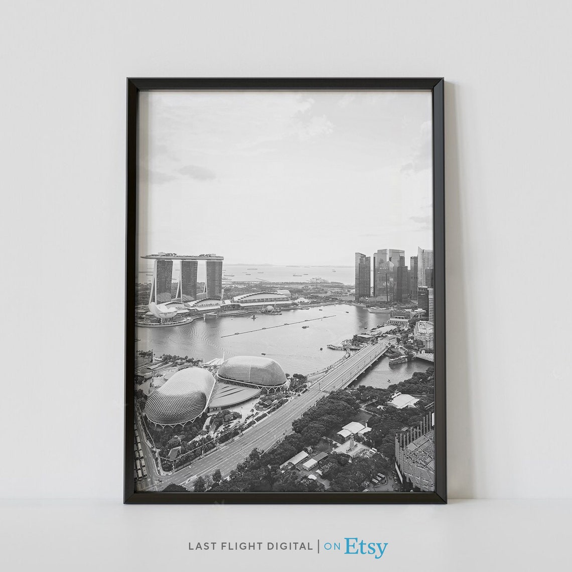 Singapore Marina Bay Sands Skyline Esplanade Aerial View Poster