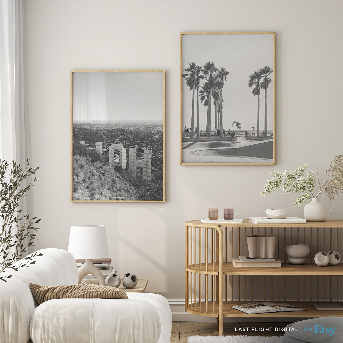Venice Beach Los Angeles Black White Poster Print - Image 4