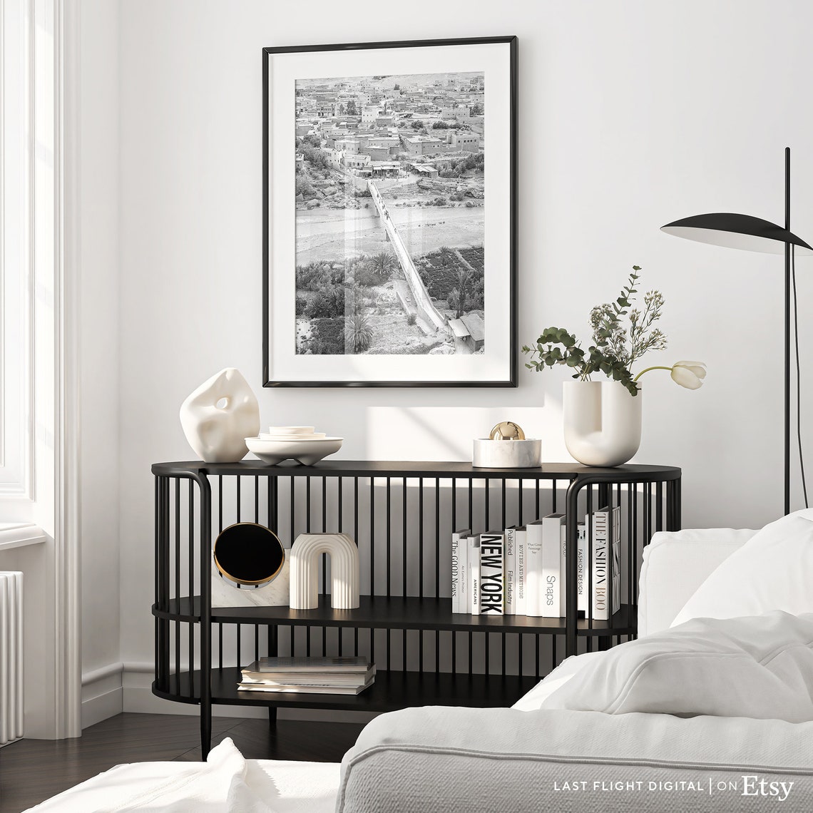 Morocco Print Fes Poster City Streets Morocco Poster Fez Art Fes Print Fez Poster Black And White Photo Cityscape Africa Skyline - Image 2