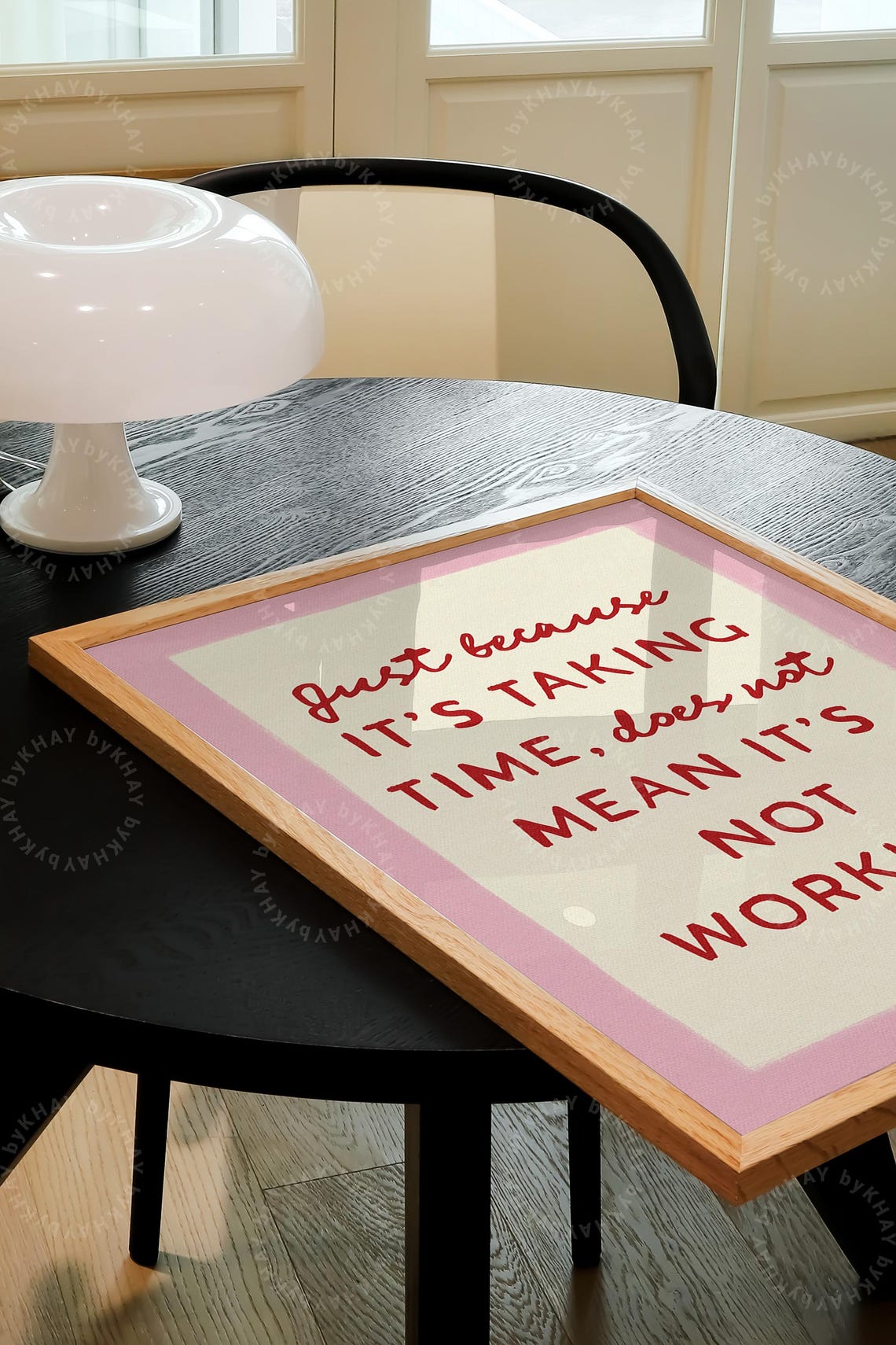 Just Because It Is Taking Time Uplifting Red Script Typography Poster - Image 3