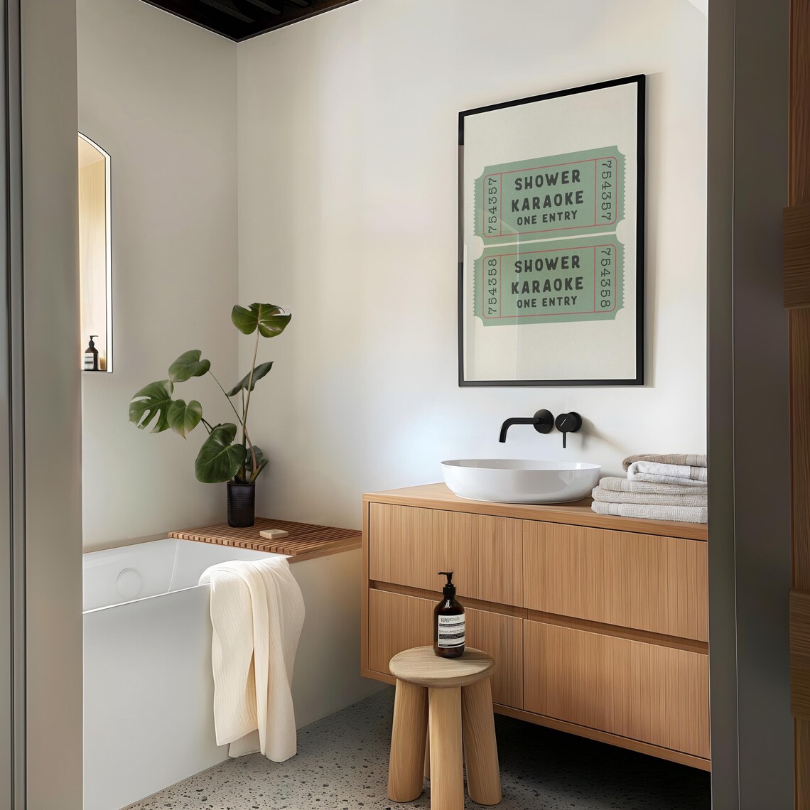 Shower Karaoke Two Ticket Print, Retro Bathroom Art - Image 3