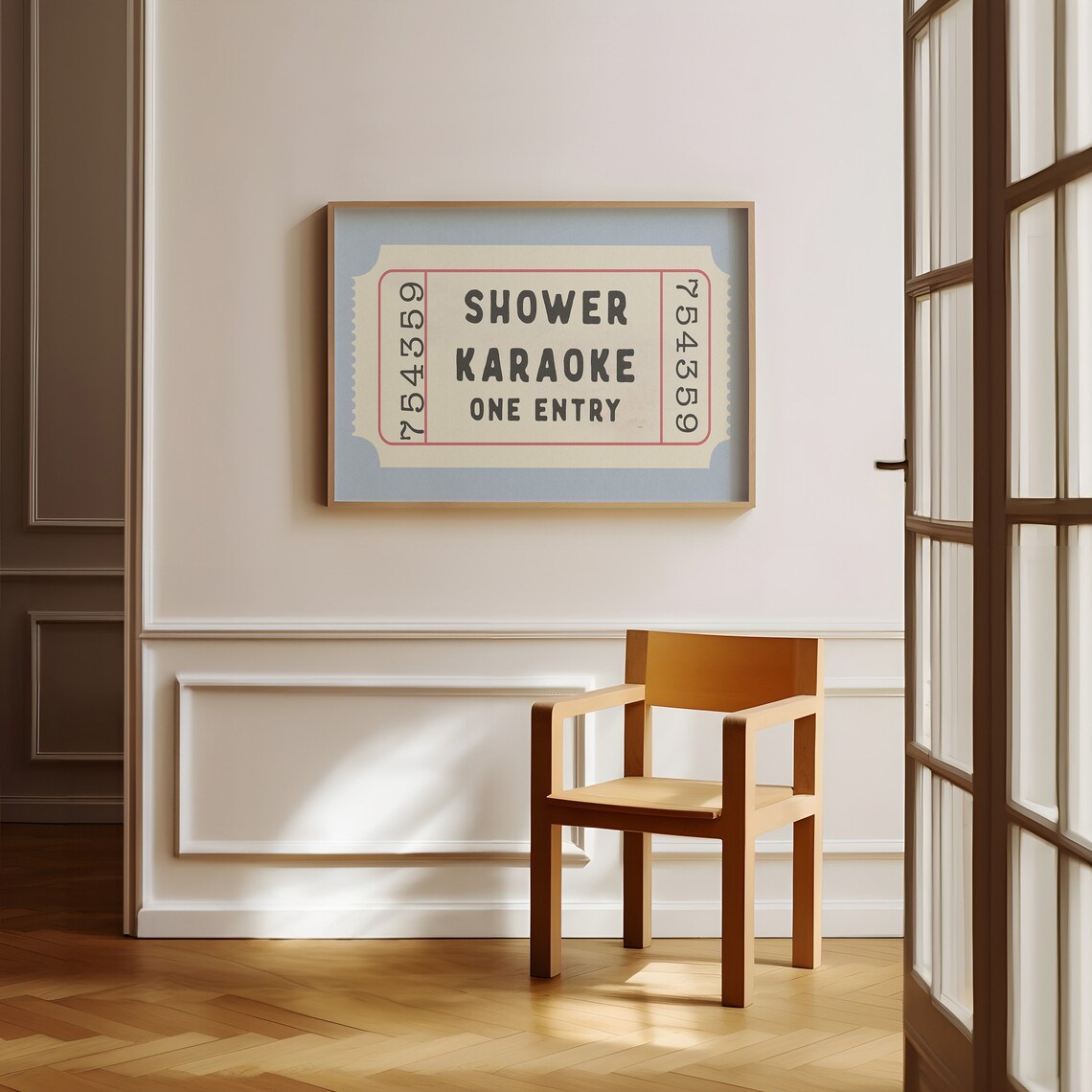 Shower Karaoke Ticket Retro Blue Aesthetic Art Print - Image 3