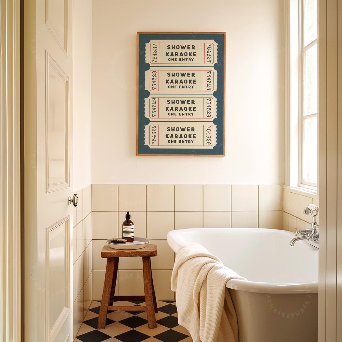 Shower Karaoke 4 Ticket Print, Retro Bathroom Wall Art - Image 4