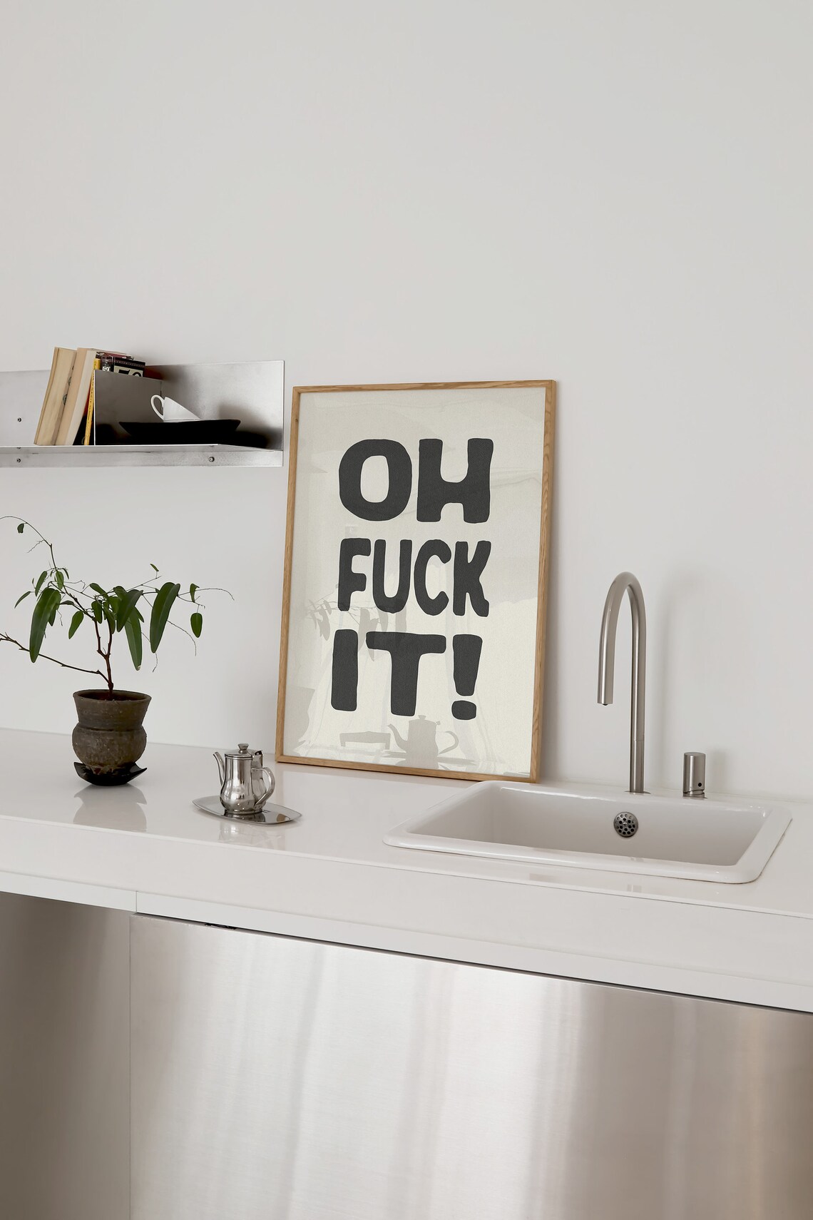 Oh Fuck It Poster Black Cream Bold Typography Funny Minimalist Quote - Image 2