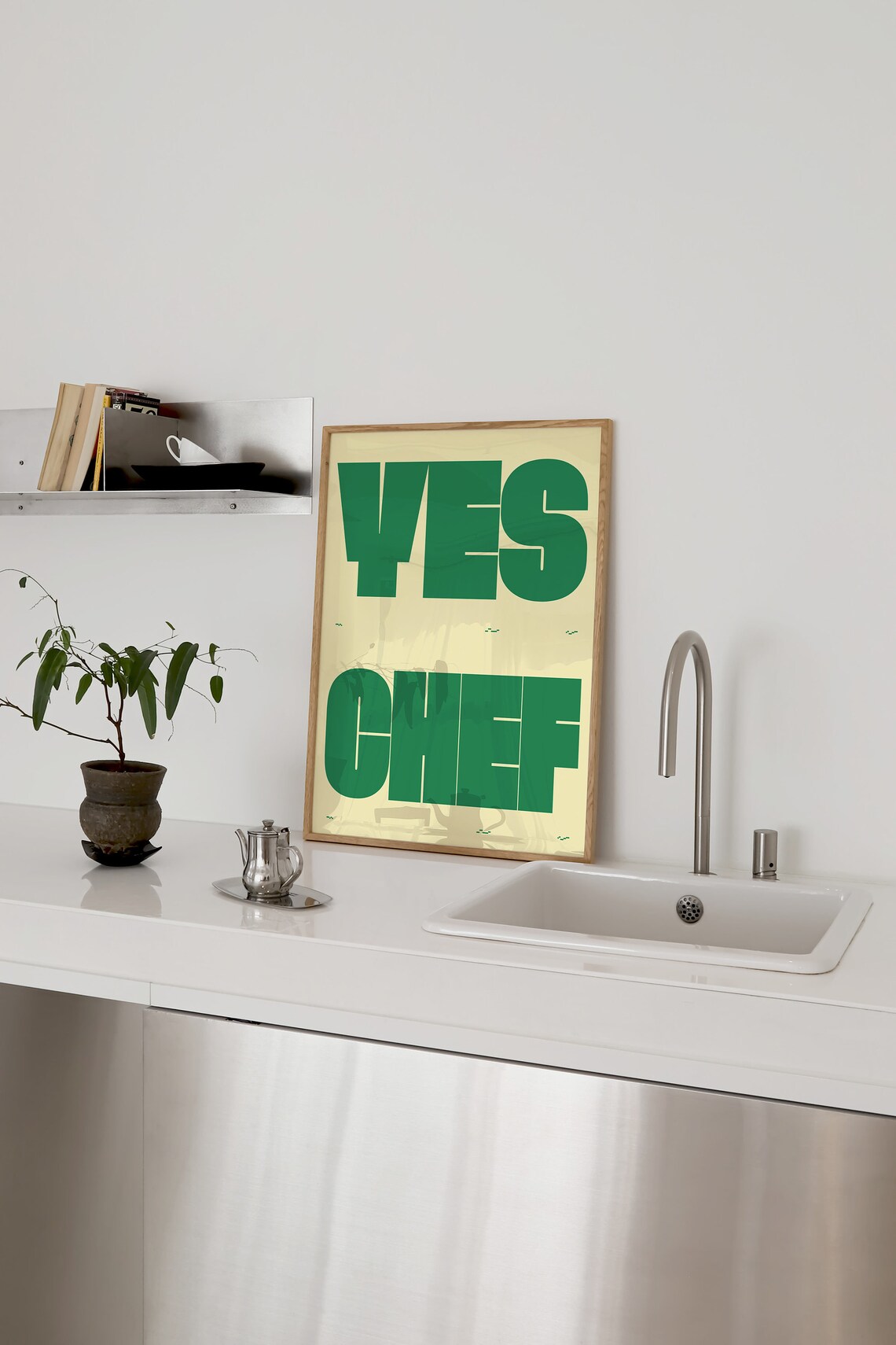 Yes Chef Typography Poster, Funky Kitchen Art - Image 3