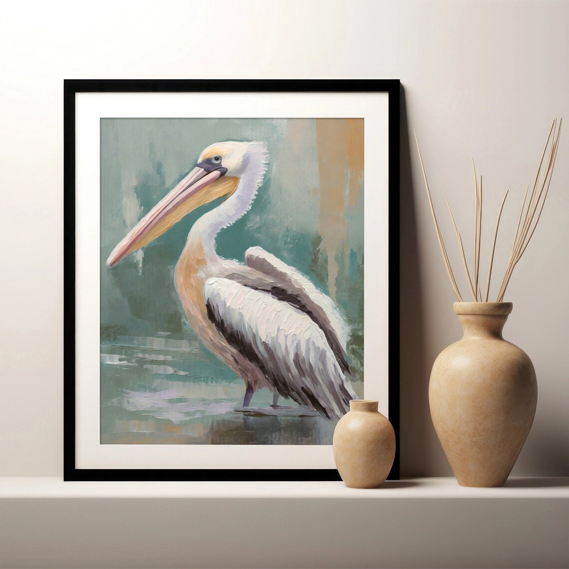 Pelican Bird Painting Art Print, Home Wall Decor - Image 2
