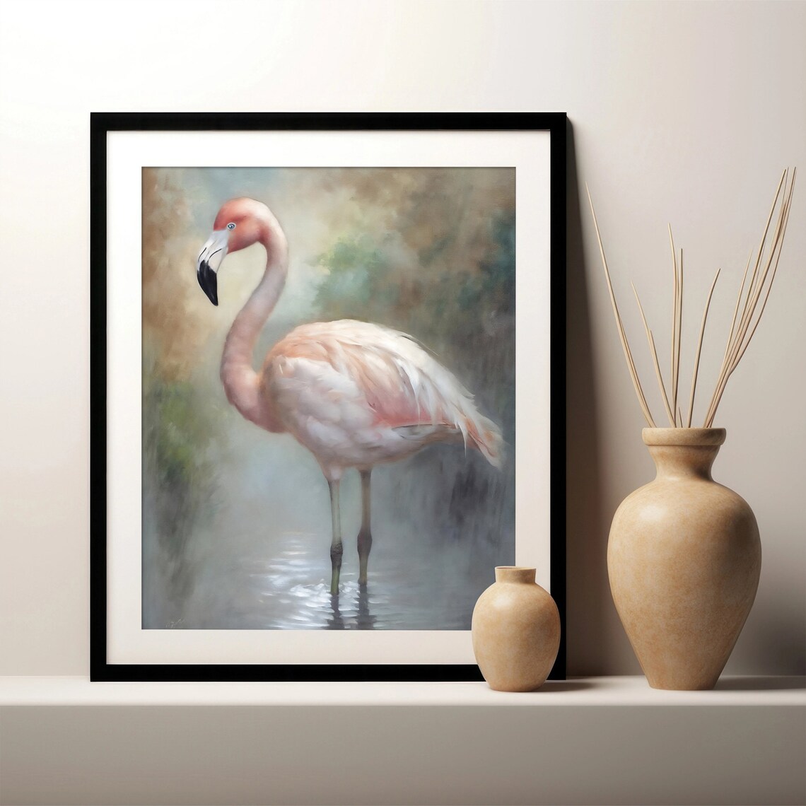 Flamingo Bird Painting, Gift for Bird Lover