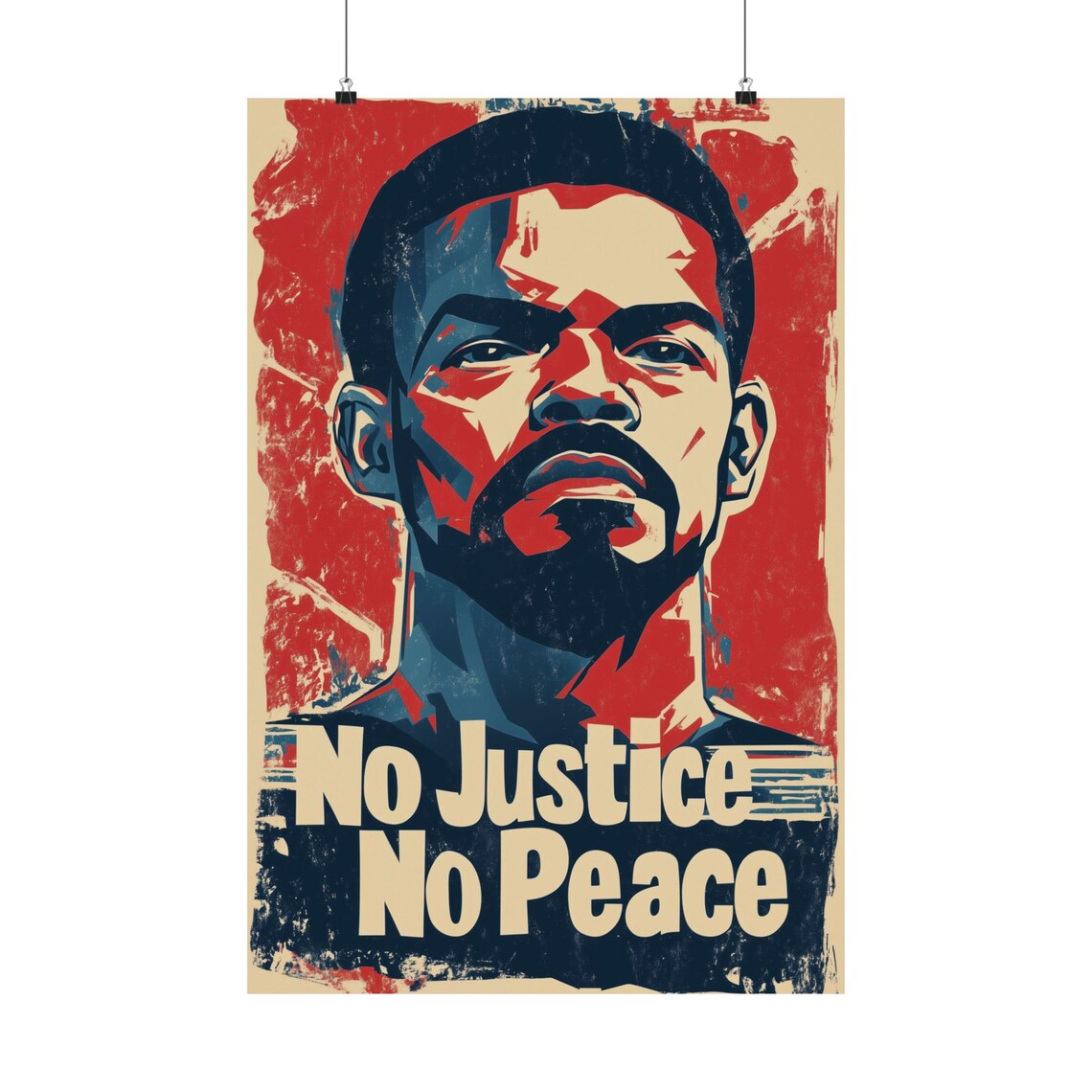 No Justice No Peace Civil Rights Portrait Vintage Art Poster