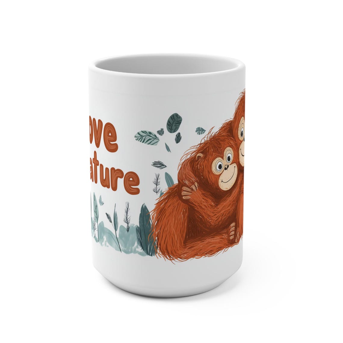 Adorable Orangutans Mug 15oz Large Ceramic Love Nature Coffee Mug Environmentalism Stop Climate Change Mug - Image 3