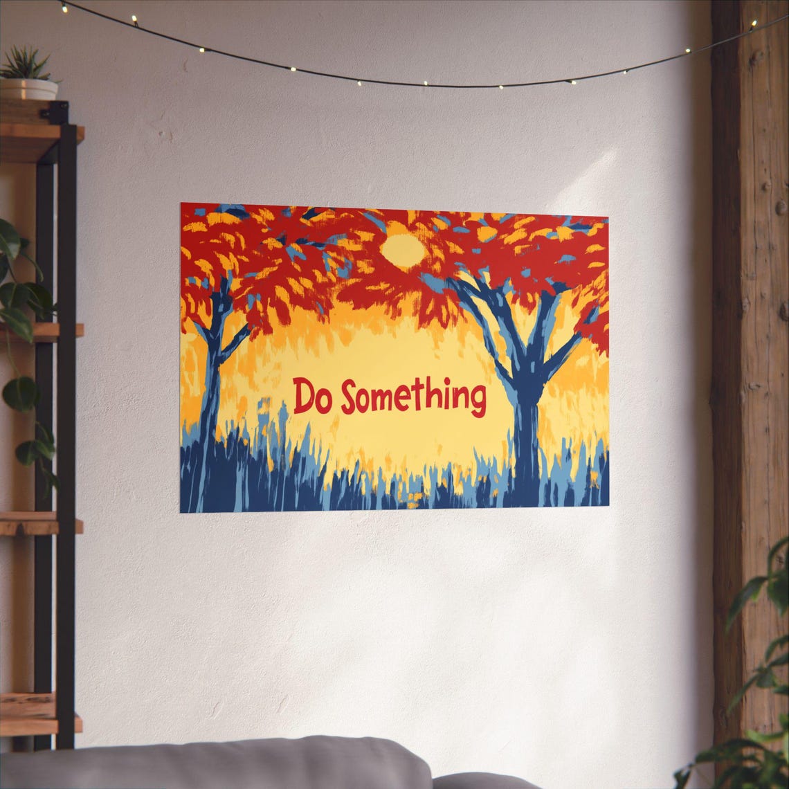 Do Something Autumn Trees Folk Art Motivational Quote Poster - Image 3