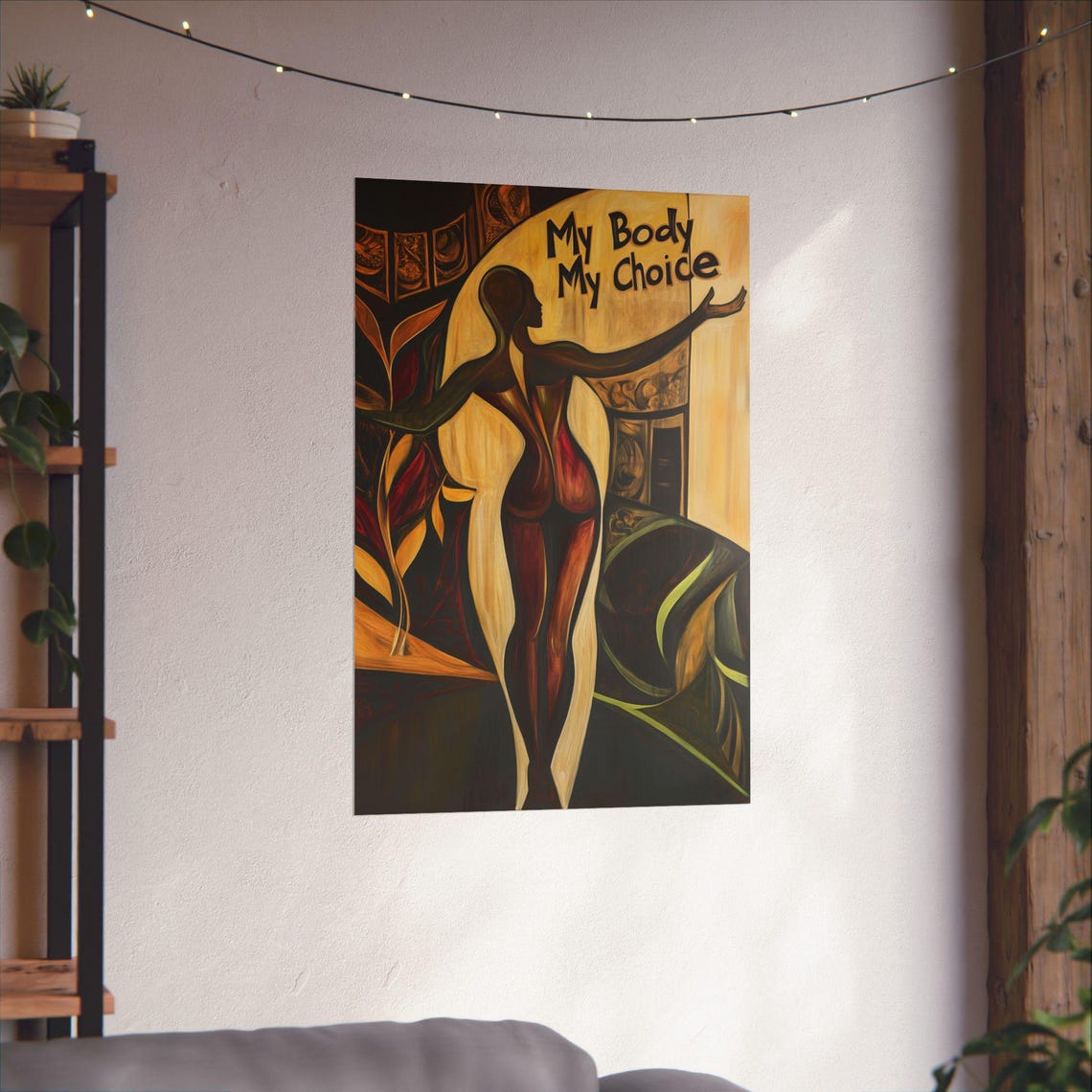 My Body My Choice Gold Silhouette Feminist Statement Art Poster - Image 3