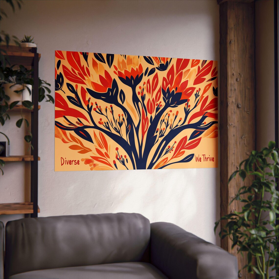 Diverse We Thrive Colorful Tree of Life Blooming Branches Poster - Image 2