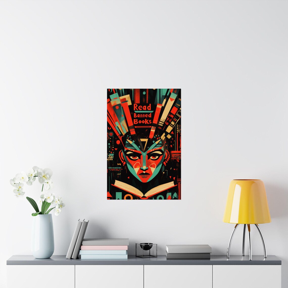 Read Banned Books Art Deco Woman Bold Literary Statement Art Poster - Image 2
