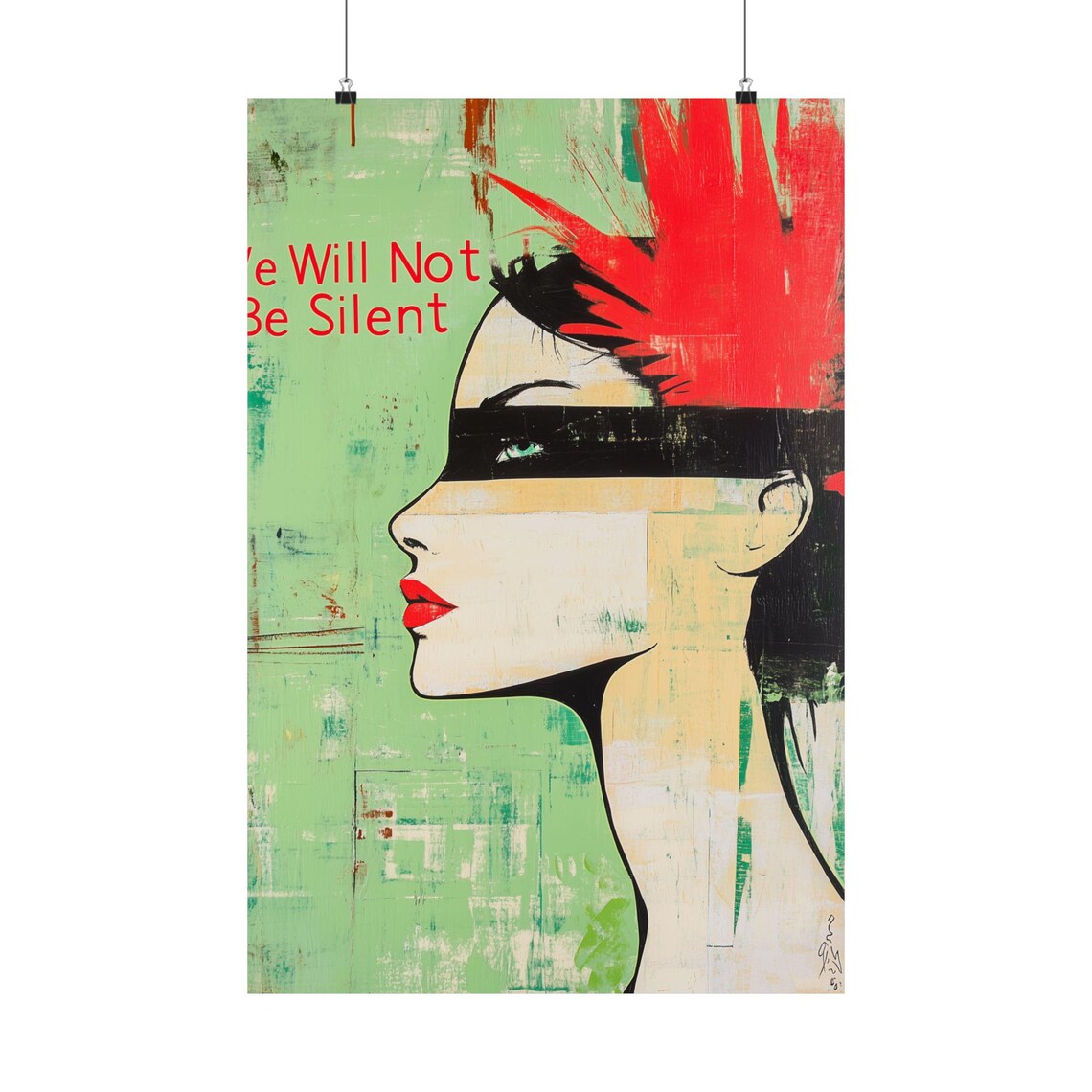 We Will Not Be Silent Pop Art Woman Censored Eyes Protest Poster Art
