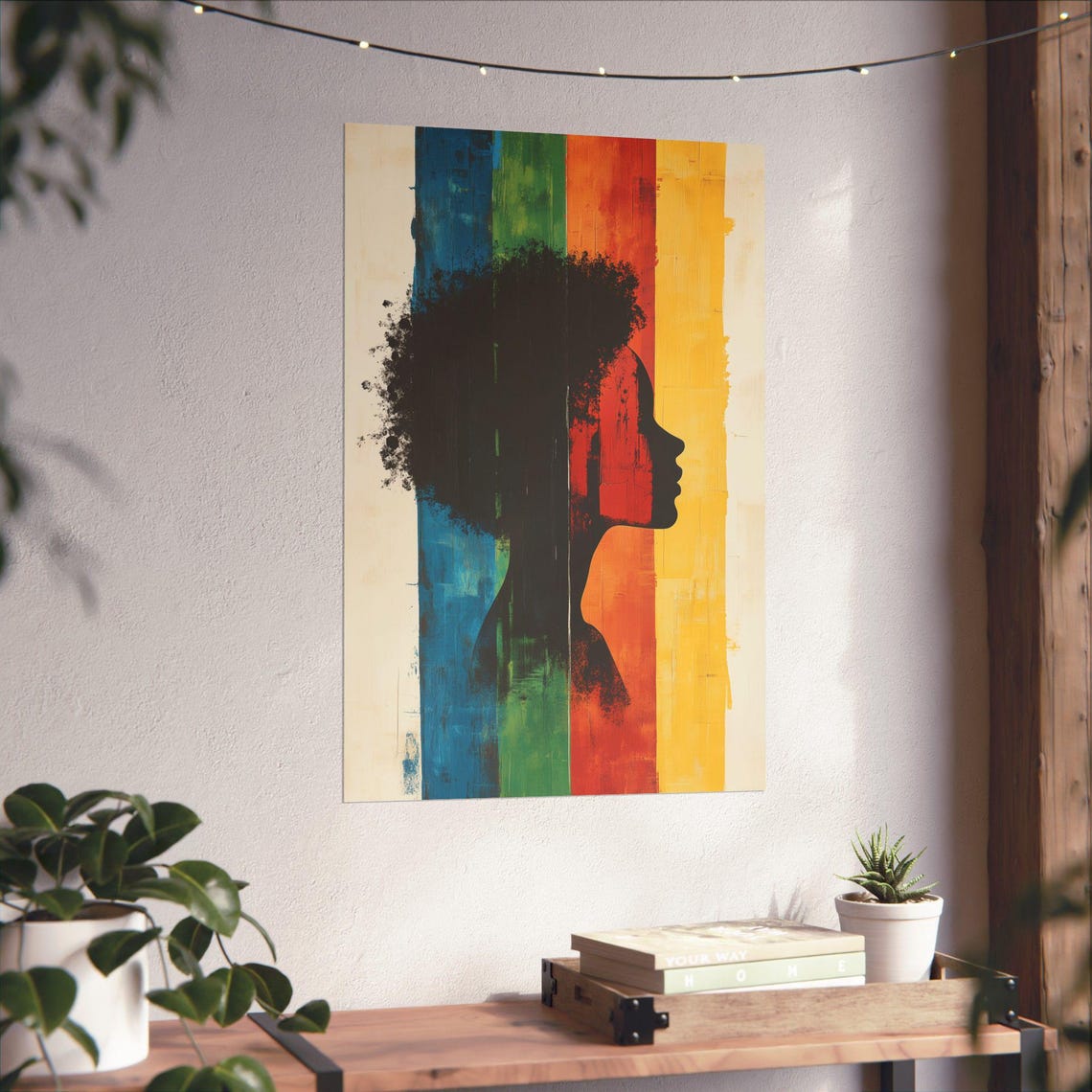 Rainbow Silhouette Afro Woman Colorful Painted Profile Art Poster - Image 4