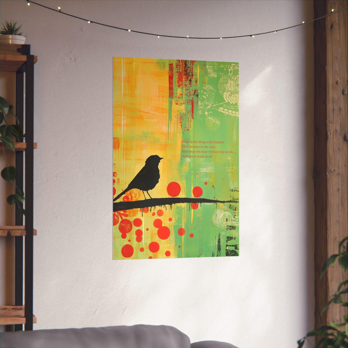 Hope Is the Thing with Feathers Bird Poem Abstract Art Poster - Image 3