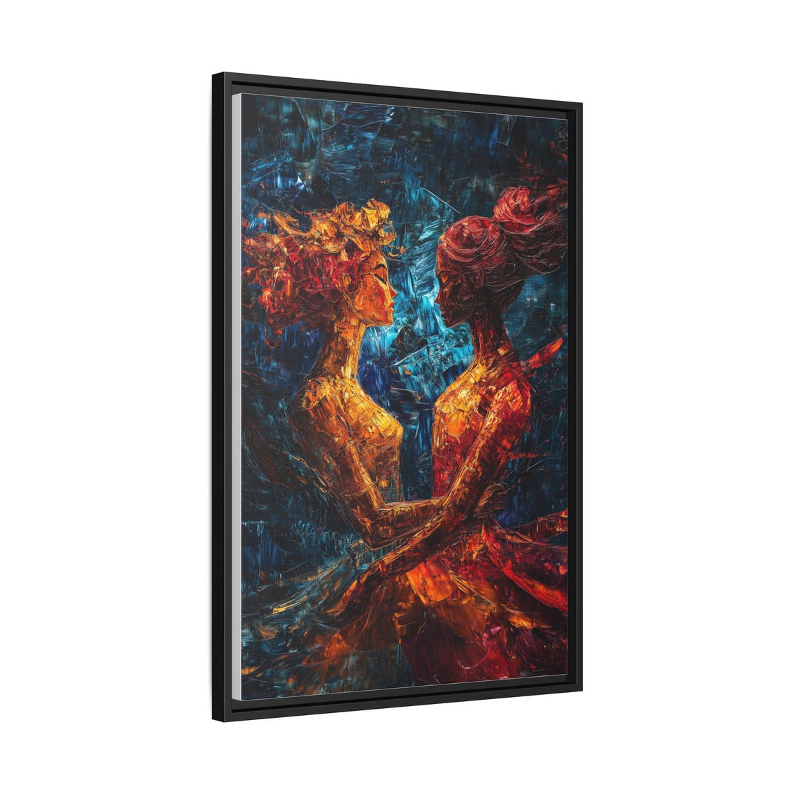 Ladies Dancing Impasto Oil Painting Two Women in Motion Wall Art - Image 3