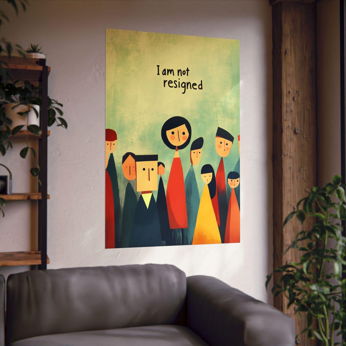 I Am Not Resigned Quote Whimsical People Illustration Poster - Image 2