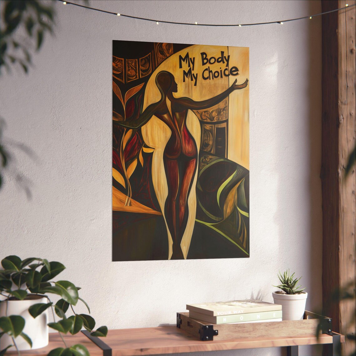 My Body My Choice Gold Silhouette Feminist Statement Art Poster - Image 4