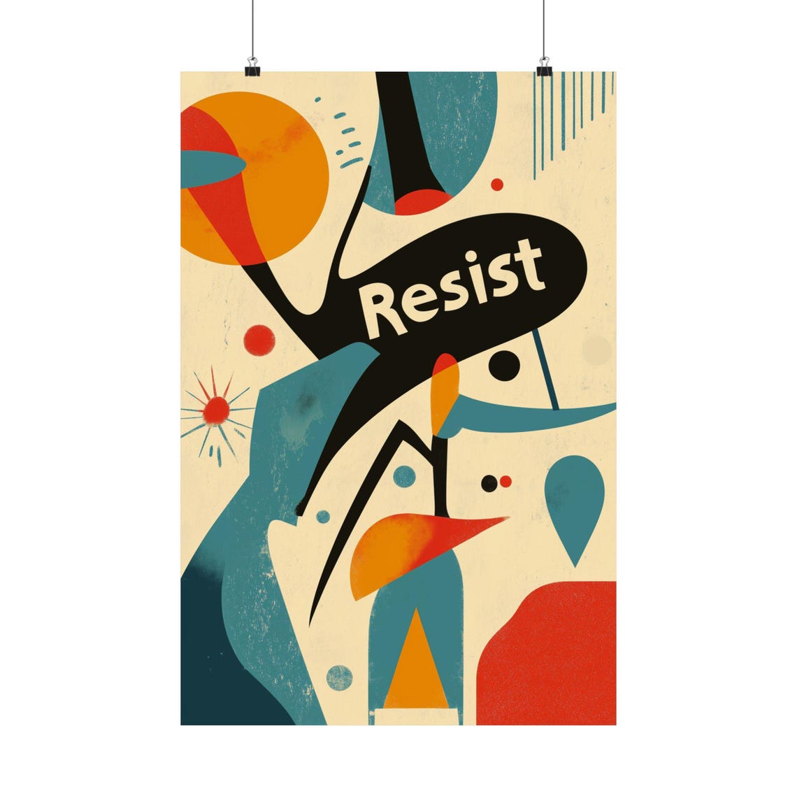 Resist Abstract Mid Century Modern Shapes Protest Statement Poster