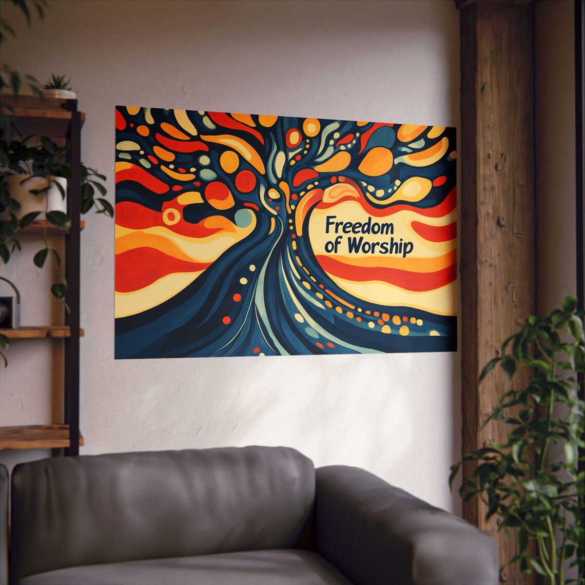 Freedom of Worship Flowing Tree of Life Serene Abstract Poster - Image 2