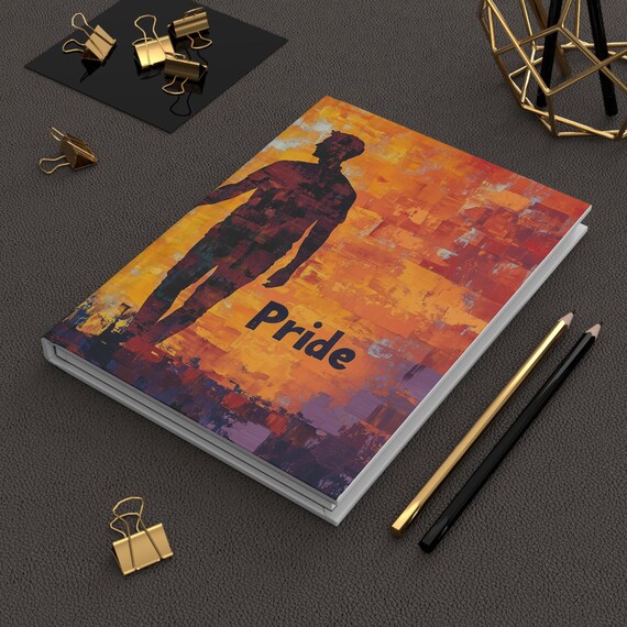 Pride Walking Man Silhouette Fiery Orange Abstract Art Poster