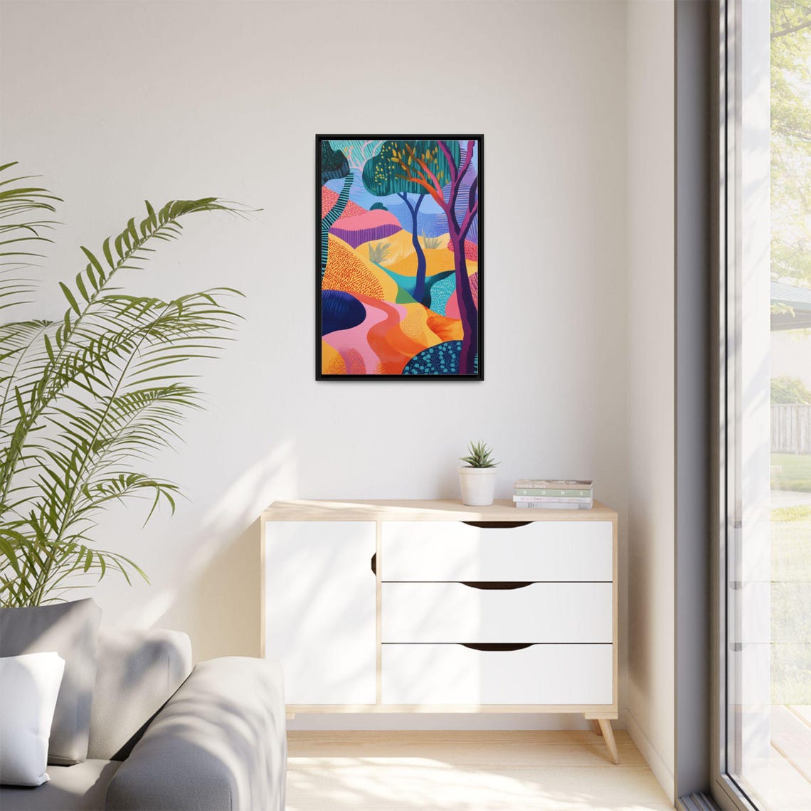 Psychedelic Forest Stream Fiery Sunset Abstract Landscape Print - Image 2