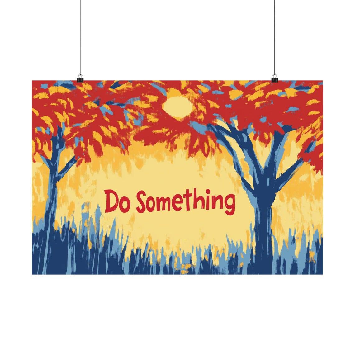 Do Something Autumn Trees Folk Art Motivational Quote Poster