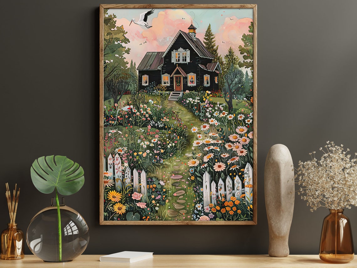 Vintage Flowers Garden Painting Flowers Print Cottage Flowers Flowers Poster Country House Wall Art - Image 5