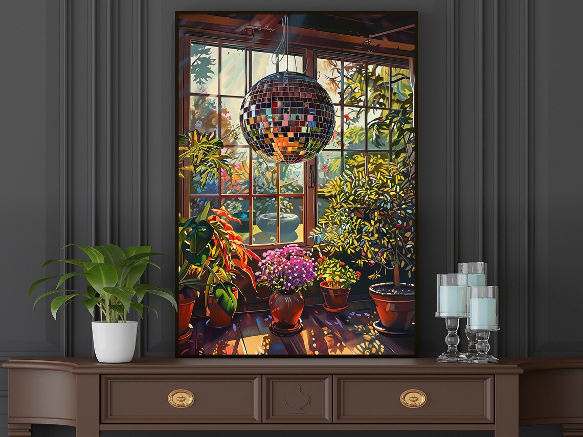 Matisse-Inspired Disco Ball Botanical Art Print - Image 5