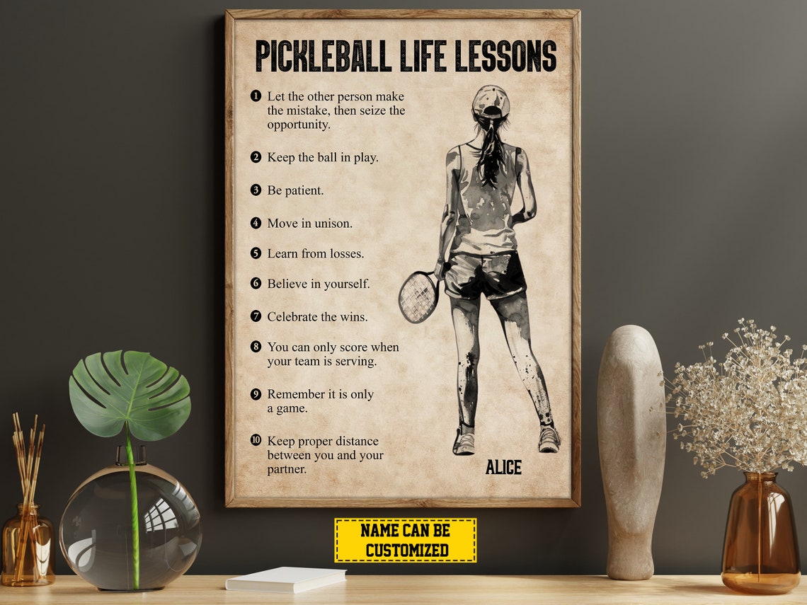 Pickleball Life Lessons Personalized Print Pickleball Poster Print Pickleball Gift For Girl Daughter - Image 5