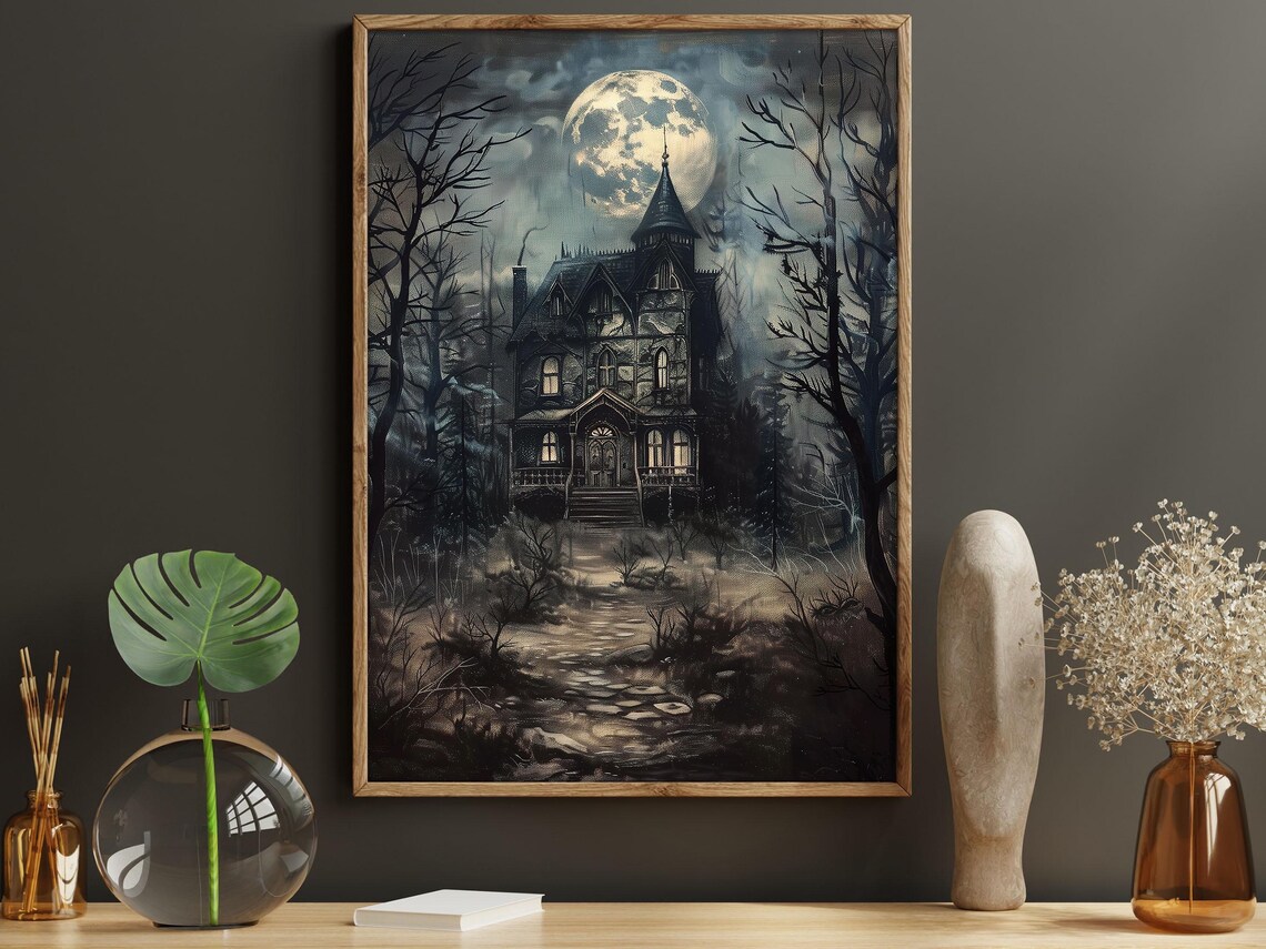 Dark Haunting House Spooky Castle Poster Print - Image 5