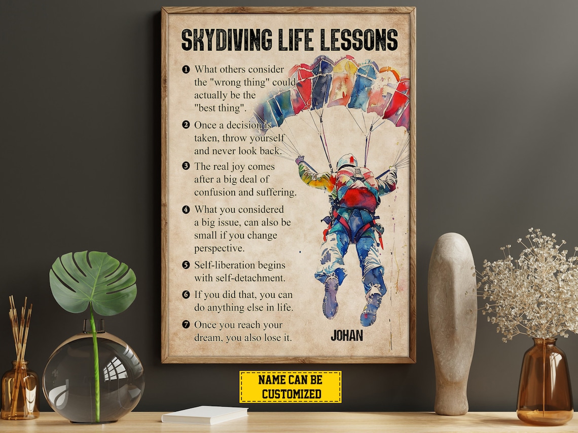 Skydiving Life Lessons Personalized Poster Print