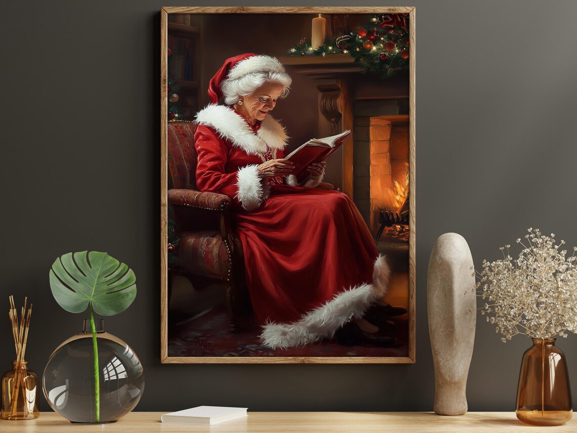 Vintage Mrs Claus Reading, Christmas Poster Print - Image 5