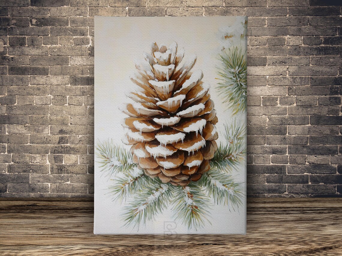 Cottage Pinecone Vintage Christmas Art Print, Winter Decor - Image 2