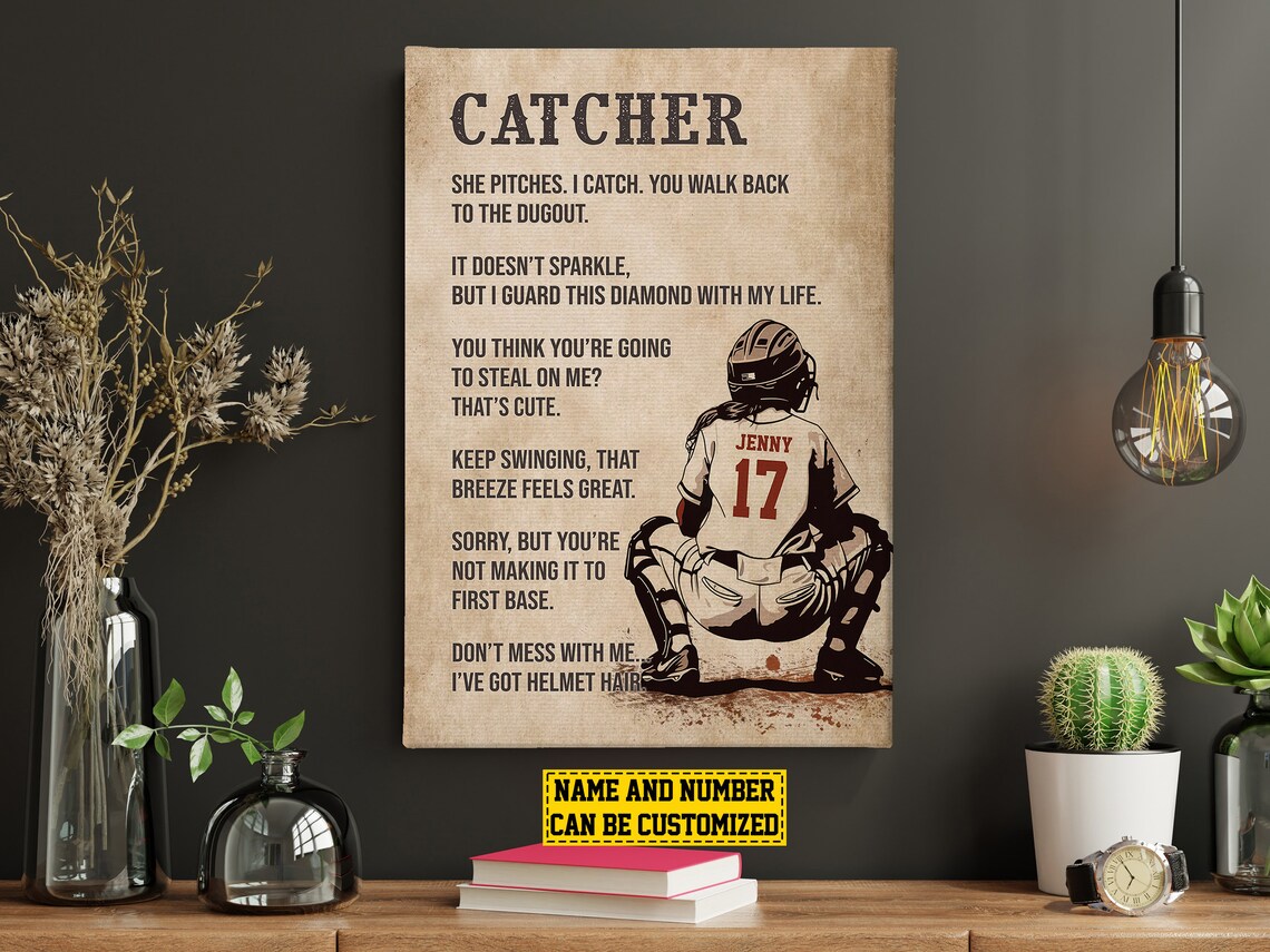 Softball Catcher Life Lessons Personalized Art Print - Image 3