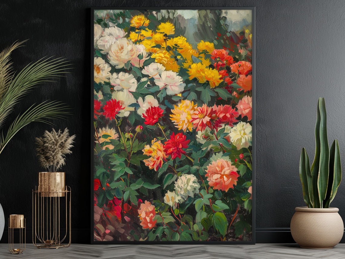 Vintage Flowers Garden Painting Flowers Art Print Cottage Roses Flowers Garden Poster Flowers Wall Art - Image 3