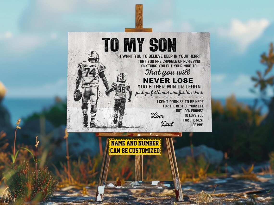Football To My Son Personalized Gift Poster Print - Image 2