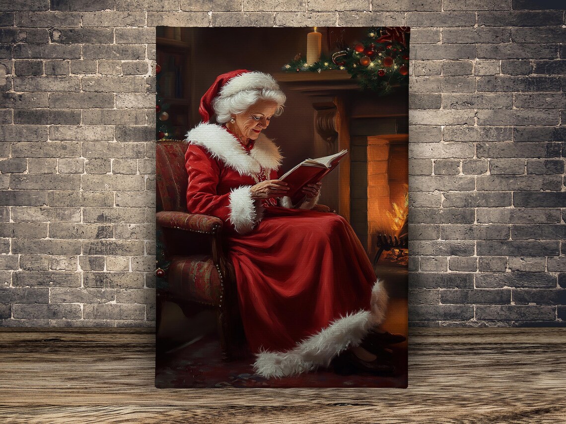 Vintage Mrs Claus Reading, Christmas Poster Print - Image 2