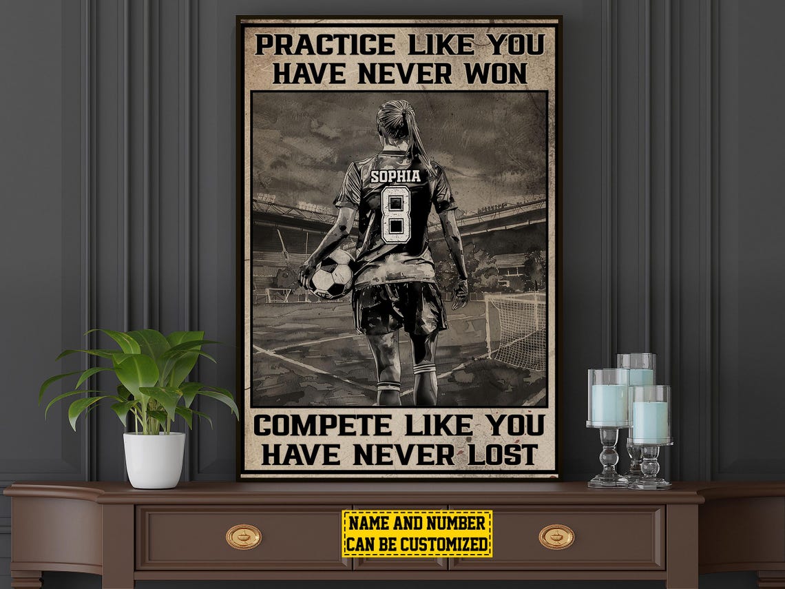 Personalized Soccer Practice Compete Motivational Poster Gift - Image 5