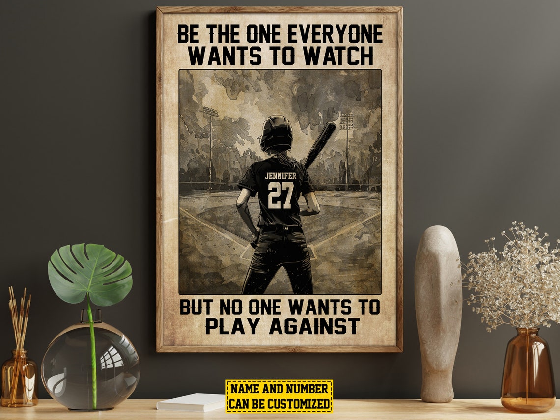 Personalized Softball Motivational Quote Vintage Player Poster Gift - Image 6