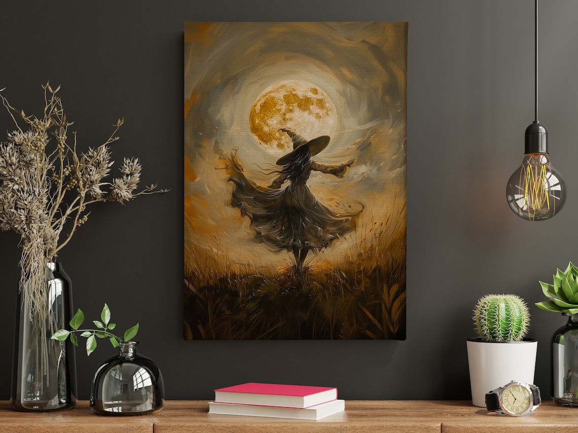 Cottage Witch Dancing Under Moonlight, Vintage Poster Print - Image 4