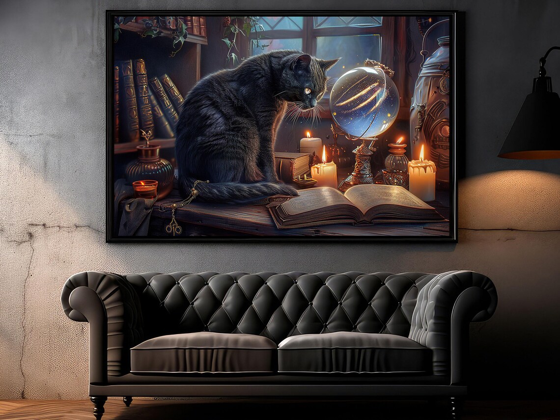 Gothic Cat Witch Poster, Halloween Wall Art Print - Image 6