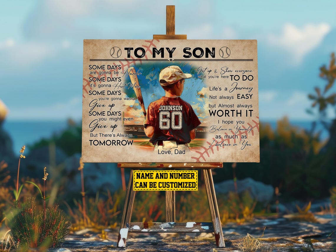 Baseball To My Son - Personalized Print - Image 2
