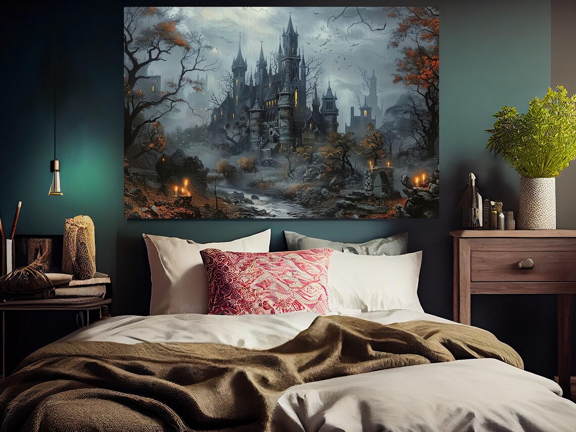 Dark Witchy Castle Halloween Poster Print - Image 4
