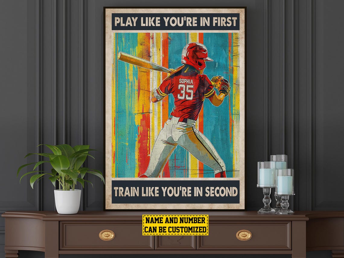 Softball Training Players Personalized Print Baseball Poster Print Softball Gift For Girl Daughter - Image 5
