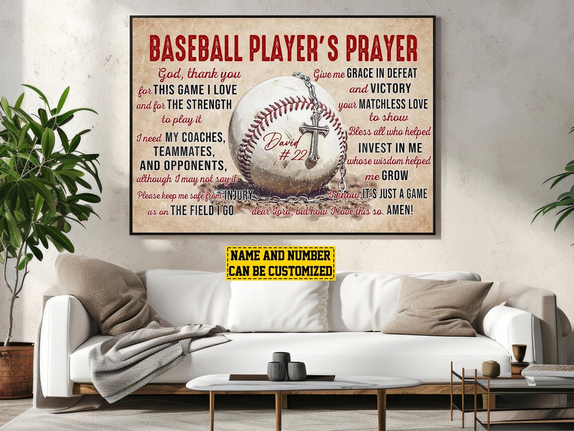 Baseball Players Prayer Personalized Poster - Image 3